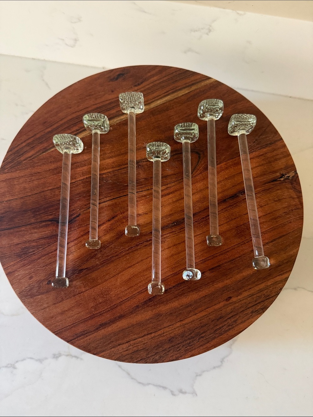 Vintage Glass Swizzle Sticks or Muddlers Set of 7